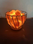 Himalayan Glow Natural Tall Round Basket Night Lamp With Salt Rock Chunks. Fixed Price $15.00.