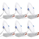 6/12 Pack 12W Inch Led Recessed Lighting With Junction Box 5%-100% Dimmable. Fixed Price $59.99.