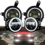 Halo Led Headlights 9" Brackets 4" Fog For Jeep Jl Sahara Rubicon 2018-22. Fixed Price $156.85.
