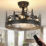 Merexcint Farmhouse Rustic Ceiling Fan With Light And 18 Inch, Ink Black. Fixed Price $127.70.