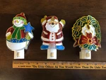 Faux Stained Glass Christmas Night Lights Plug Trio. Fixed Price $15.95.