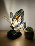 Stained Glass Night Light Butterfly Blue White Led Bulb Included 6"W*7"D*9"H. Fixed Price $76.99.