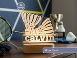 Custom Badminton Nightlight, Unique Led Lamp Gift For Lovers Room Decor. Fixed Price $27.99.