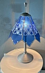 Vintage Blue White Circle Silver Hardware Touch Lamp Mcm Plastic Panels New. Fixed Price $70.00.