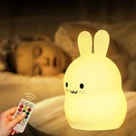 Silicone Bunny Night Light For Kids Baby Toddler Bedroom Rechargeable Lamp. Fixed Price $35.58.