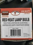 Red Heat Lamp Lit Giant Poultry Bulb 250 Watts 120 Volts. Fixed Price $18.99.