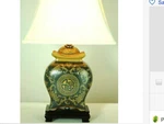 Oriental Furniture 19" Black & Brown Medallions Porcelain Lamp. Fixed Price $75.00.