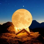 Lunar Moon Lamp Warm Light 8CM Led Battery Powered Bedroom Night With Base. Fixed Price $17.95.
