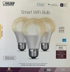 3-PACK Feit Electric 60-WATT Frosted White A19 Smart Led Light Bulbs Soft. Fixed Price $32.99.