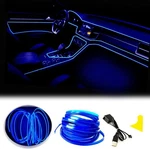El Wire Blue Interior Car Led Strip Lights, 3M Neon Usb 5V With Fuse Protec. Fixed Price $16.87.