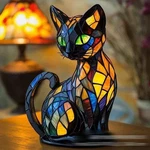 Retro Cat Lamp Stained Resin Night Light Cute Table Decor (. Fixed Price $26.16.