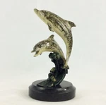 Spi Gallery: 2 Dolphins Riding Waves ,cast Last Wax Brass On Marble Base. Fixed Price $90.00.