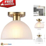 Elegant 1-LIGHT Semi-flush Mount With Matte Brass Finish & Dimmable Shade. Fixed Price $58.09.