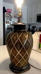 Frederick Cooper Metallic Diamond Pattern Table Lamp Brown Gold. Fixed Price $100.00.