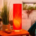 Eangee Cocoa Leaves Red Cylinder Table Lamp. Fixed Price $188.00.