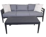 Abbyson Belamar 2-PC Outdoor Seating Set Gray Aluminum Sofa And Coffee Table. Fixed Price $800.00.