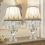 Elegant Dimmable Crystal Table Lamp Set Of 2 With Fabric Shades For Home. Fixed Price $286.99.