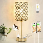 Hong-in Gold Lamps For Night Stands-crystal Table With Usb-c+a & Ac Char.... Fixed Price $47.08.
