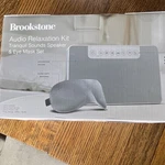 Brookstone Sleep Therapy System Tranquil Sounds Speaker & Eye Mask Gray. Fixed Price $55.00.