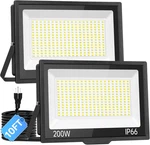 200W Led Flood Outdoor With Plug, 24000LM Super Brighter Security Light,. Fixed Price $134.99.