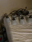 Nib Nice Bathroom 4-LITE Vanity Light W/ Amber Glass Shade (bronze Finish). Fixed Price $35.91.