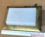 Vtg Mcm Progress Lighting Brass Recess Ceiling Drop Opal Glass Frame 8X10. Fixed Price $29.99.