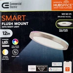 Commercial Electric 12 In Led Flush Mount Smart Rgb Brushed Nickel W Night Light. Fixed Price $30.41.
