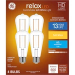 4 Bulbs Ge Relax Hd Led Light 60W Replacement 2700K 500 ST19 Medium Base New. Fixed Price $20.99.