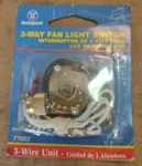 Westinghouse Lighting Corp 3 Way Fan Switch Part # 77052 - Nib. Fixed Price $7.00.
