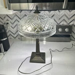 Waterford Signed Beaumont Cut Crystal Shade Tiffany Style Lite Table Lamp 22''. Fixed Price $575.00.