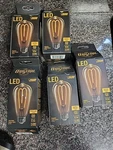 Set Of 5 Feit Electric Led ST19 Amber Glass Edison Bulbs, 2000K, Dimmable. Fixed Price $48.00.