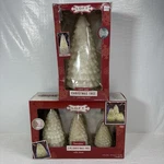 Loft Living 4 Pc Wax Christmas Tree Set Led Lights Flameless Timer Holiday Decor. Fixed Price $24.99.