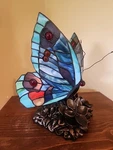 Stained Glass Butterfly Night Light Desk Lamp 9" Tall Vintage Collectable. Fixed Price $59.99.