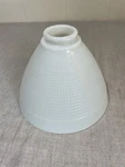 Vtg Mcm White Milk Glass 8" X 6" Floor Table Lamp Diamond Waffle Shade Conical. Fixed Price $21.00.