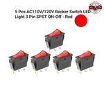 5 Pcs Red AC110V/120V Rocker Switch Led Light 3 Spst On-off Usa Shipping. Fixed Price $10.80.