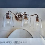 Nib: Nice Bathroom 22" 3-LITE Vanity Wall Light W/ Clear Glass (nickel Finish). Fixed Price $79.95.