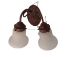 Two Light Bronze Vanity Frosted Glass Bathroom Wall Mount Complete. Fixed Price $35.00.