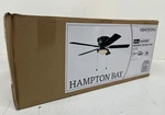 Hampton Bay Hugger 52 In. Led Indoor Black Ceiling Fan With Light Kit. Fixed Price $49.99.