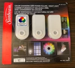 Sunbeam 710114 Color Changing Power Failure Night Light New 3 Pack Sealed. Fixed Price $84.99.