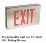 Brand New Monument Die Cast Led Exit Light With Battery Backup 673088. Fixed Price $45.99.