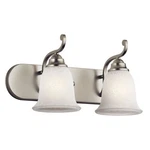 Kichler 45422NI Camerena 18" Light Vanity With White Scavo Glass Brushe. Fixed Price $54.60.