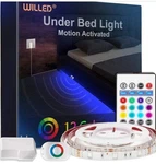 Willed Rgb Strip Lights, Under Bed Motion Activated Sensor, Rf Remote. Fixed Price $20.00.