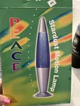 Vtg Peace By Creative Motion Sparkle Glitter Lamp Blue Liquid. Fixed Price $75.00.