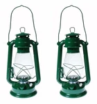 QTY=2 - Hurricane Kerosene Oil Lantern Emergency Hanging Light Lamp Green 12". Fixed Price $35.65.