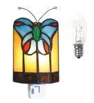 Tiffany Butterfly Colored Glass Wall Insert Night Light, Handmade Art R.... Fixed Price $36.83.