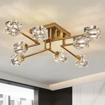 Vintage Gold Semi Flush Mount Ceiling 8-LIGHT Glass Sputnik Chandeliers.... Fixed Price $203.49.