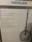 Kichler Montane Pendant Light Olde Bronze Finish Green Tinted Clear Glass Shade. Fixed Price $125.00.