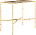 Home Collection Chandler Accent Table Gold Cross Base W/ Black Glass Top Fully. Fixed Price $313.18.