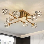 Vintage Gold Semi Flush Mount Ceiling 8-LIGHT Glass Sputnik Chandeliers.... Fixed Price $166.56.