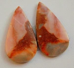 Genuine Natural Mookite Jasper Fancy Pear Matched Earrings Pair Cabochon 27X15MM. Fixed Price $18.01.